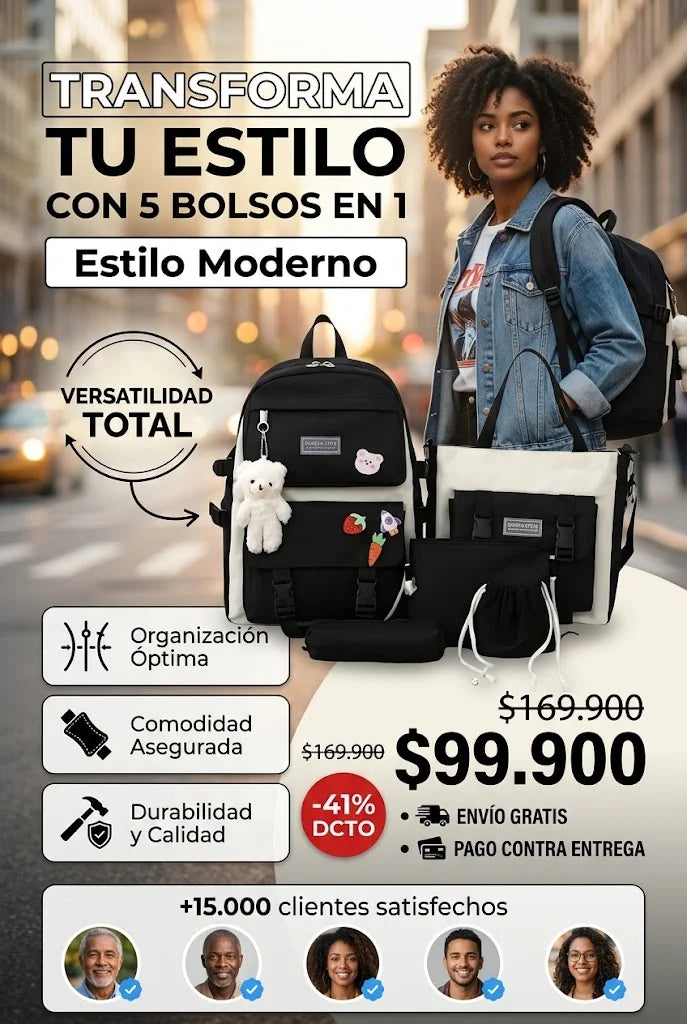 Kit Maleta Mochila Bolsos 5 En 1